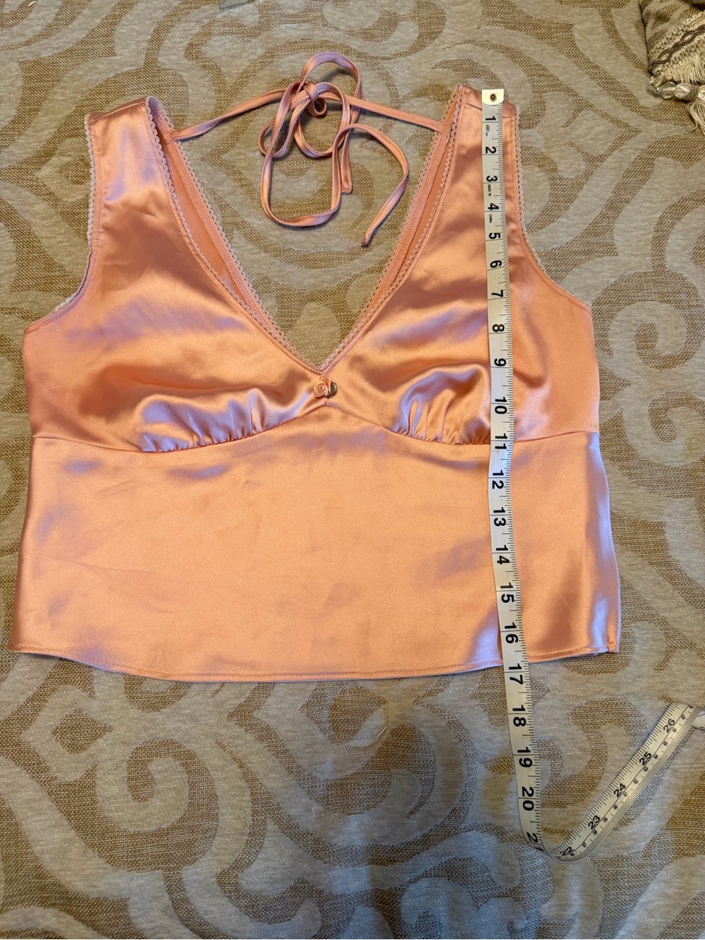 Wild Fable XS Peach Satin Tie Back Sleeveless V-Neck Cami Top - Picture 7 of 11